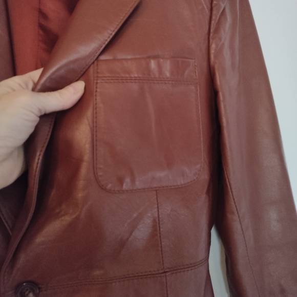 Vintage CHESS KING leather jacket/blazer lined with pockets - Sz 40 - Picture 4 of 16